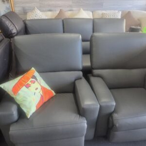 3 Piece Full Leather Suite With 2 Manual Recliners