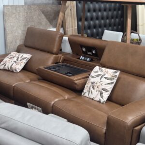 Tan Leather Electric Reclining sofa